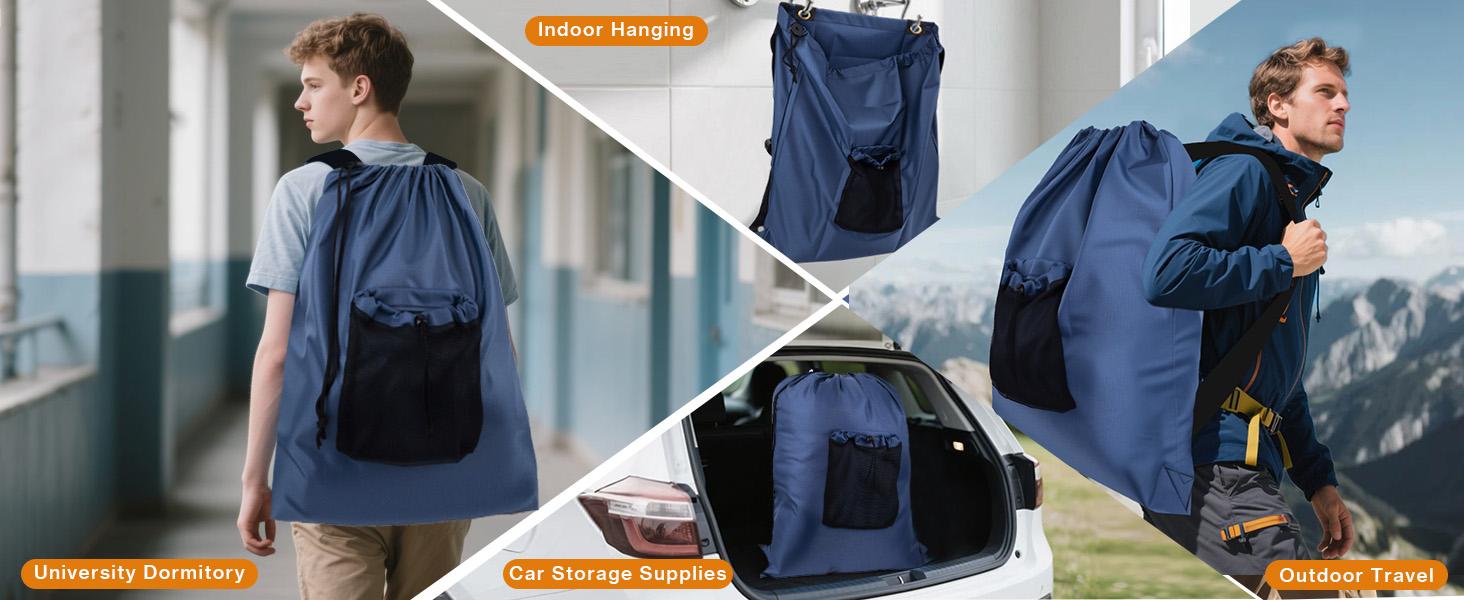 2-Pack Backpack Laundry Bags, Laundry Bag Backpacks with Shoulder Straps, Door Bag, Laundry Hamper Lining for College Dorm, Travel, Laundromat