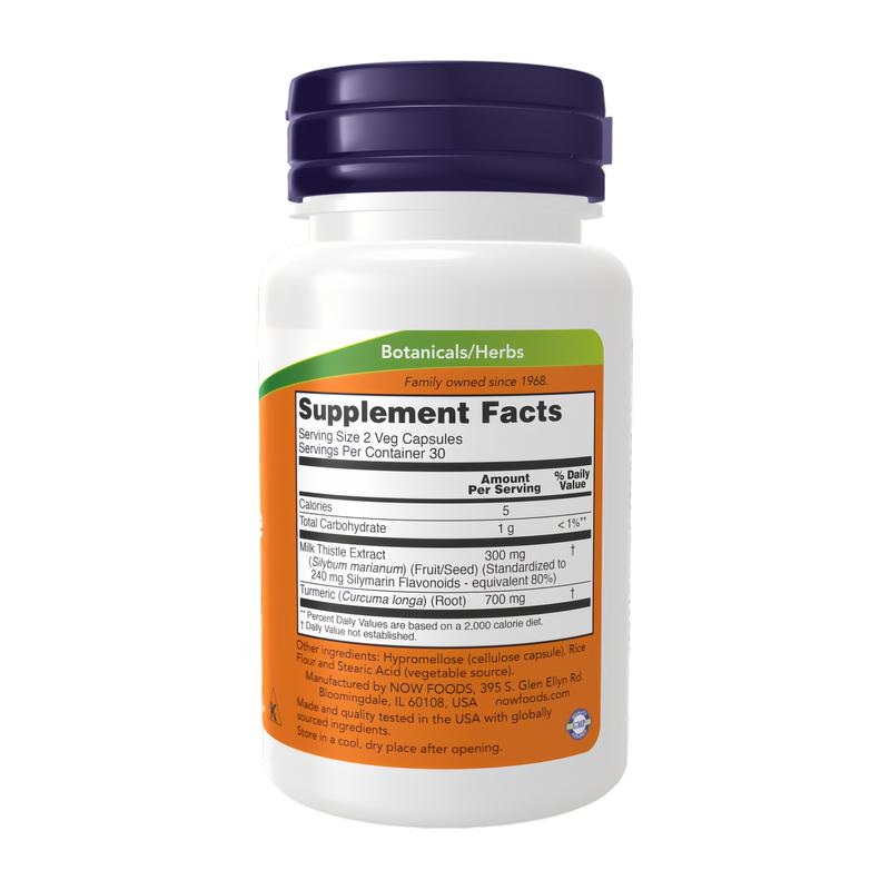 NOW Foods Supplements, Silymarin Milk Thistle Extract 150 mg with Turmeric, Supports Liver Function, 60 Veg Capsules NOW Foods Supplements, Silymarin Milk Thistle Extract 150 mg with Turmeric, Supports Liver Function, 60 Veg Capsules