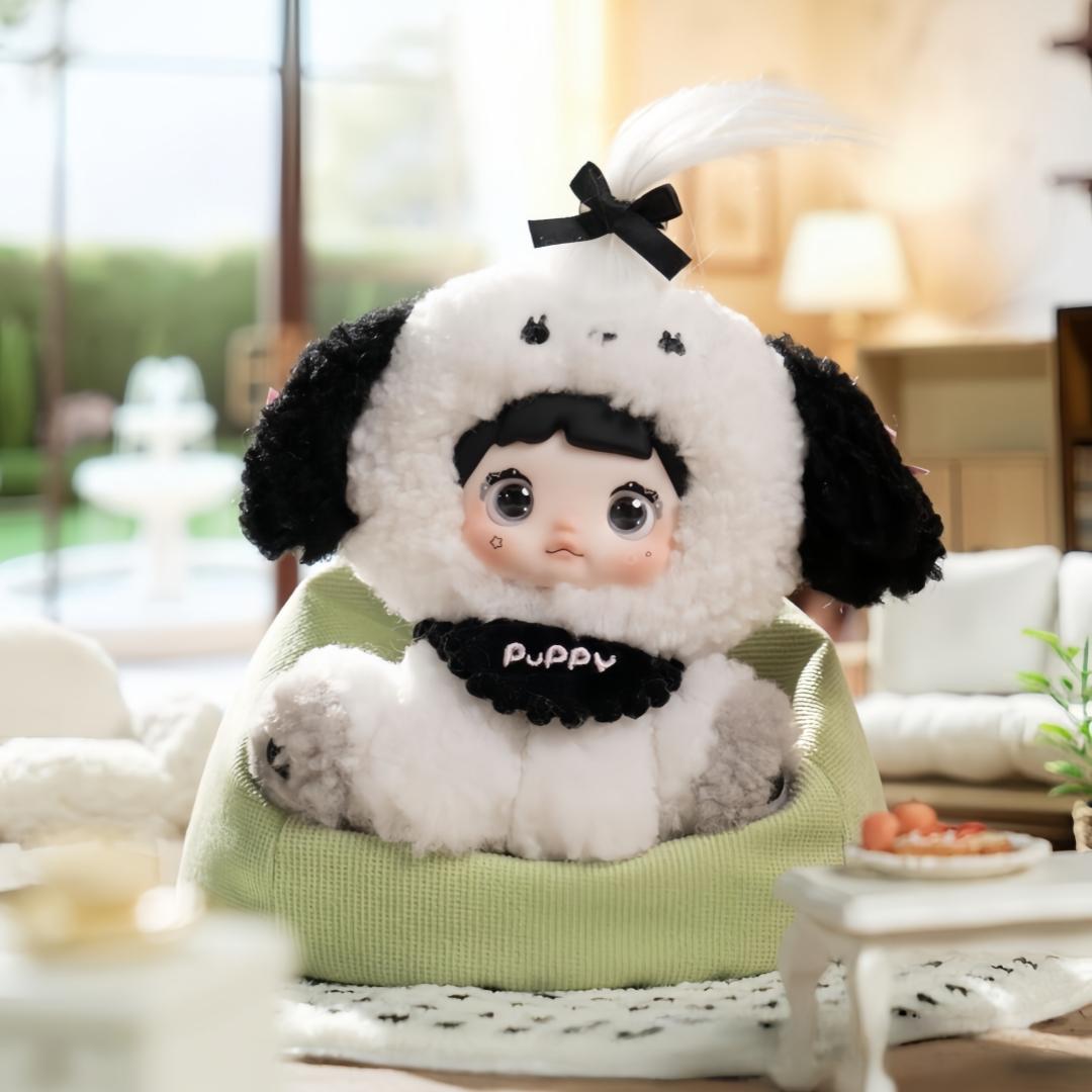 Nommi - Sitting Zoo Series New Plush Blind Box (1 Blind Box) Cute plush keychain with three sets of rotating eye patches for expression changes. Plush keychain blind box, trendy collectible figurine, gift. Suitable for car, desktop display,or bag charm