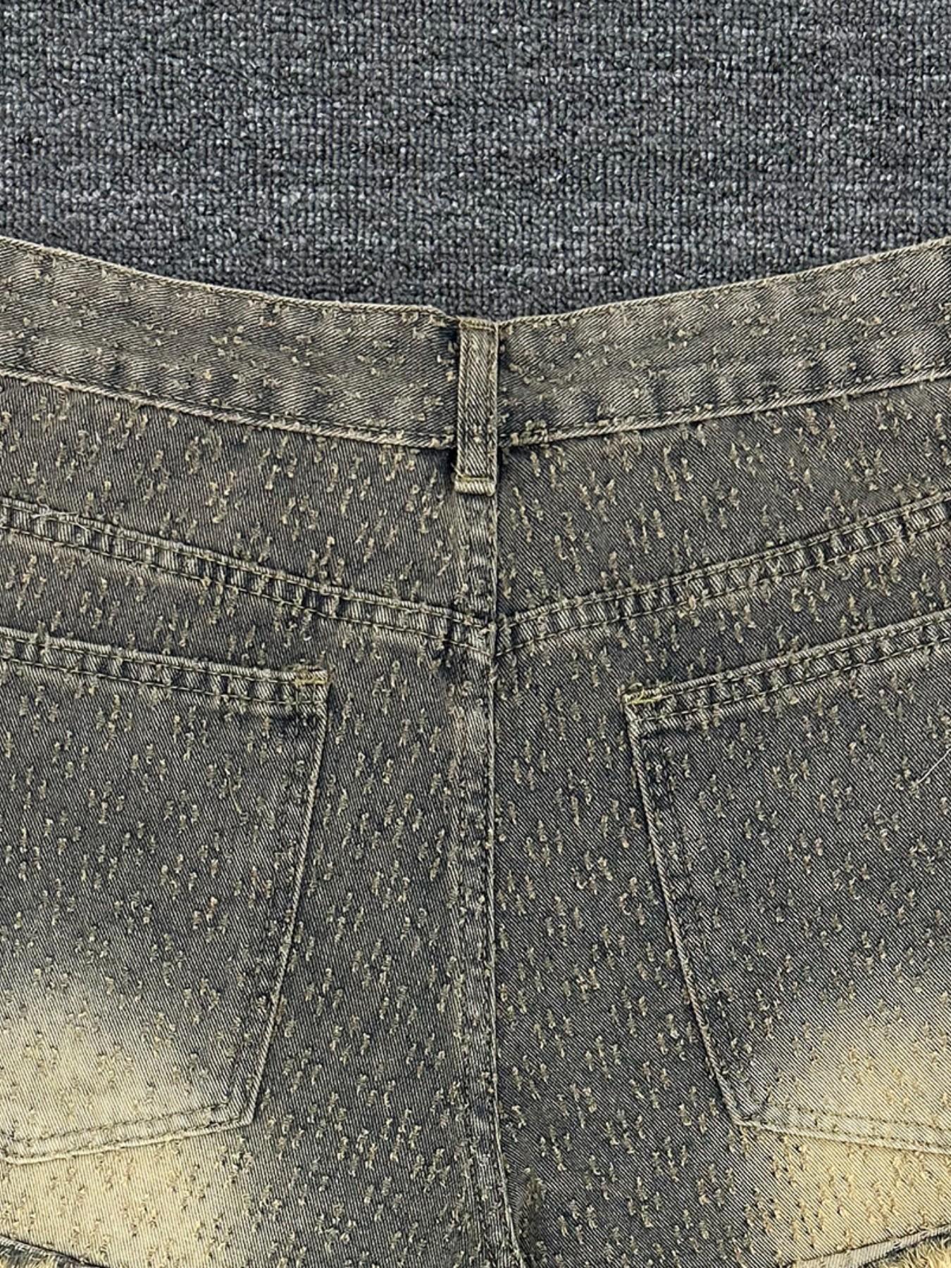 Men's Vintage Wash Loose Jeans Shorts, Oversized Wide Leg Skateboard Pants, Y2K Aesthetic Distressed Denim, Summer Casual Wear, Classic