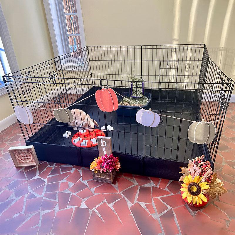 Aivituvin Guinea Pig  Playpen| Bunny Playpen with Floor,Dog Crate,Rabbit Playpen,Metal Dog Exercise pen,Dog Kennel,Foldable Panels,Pet fence