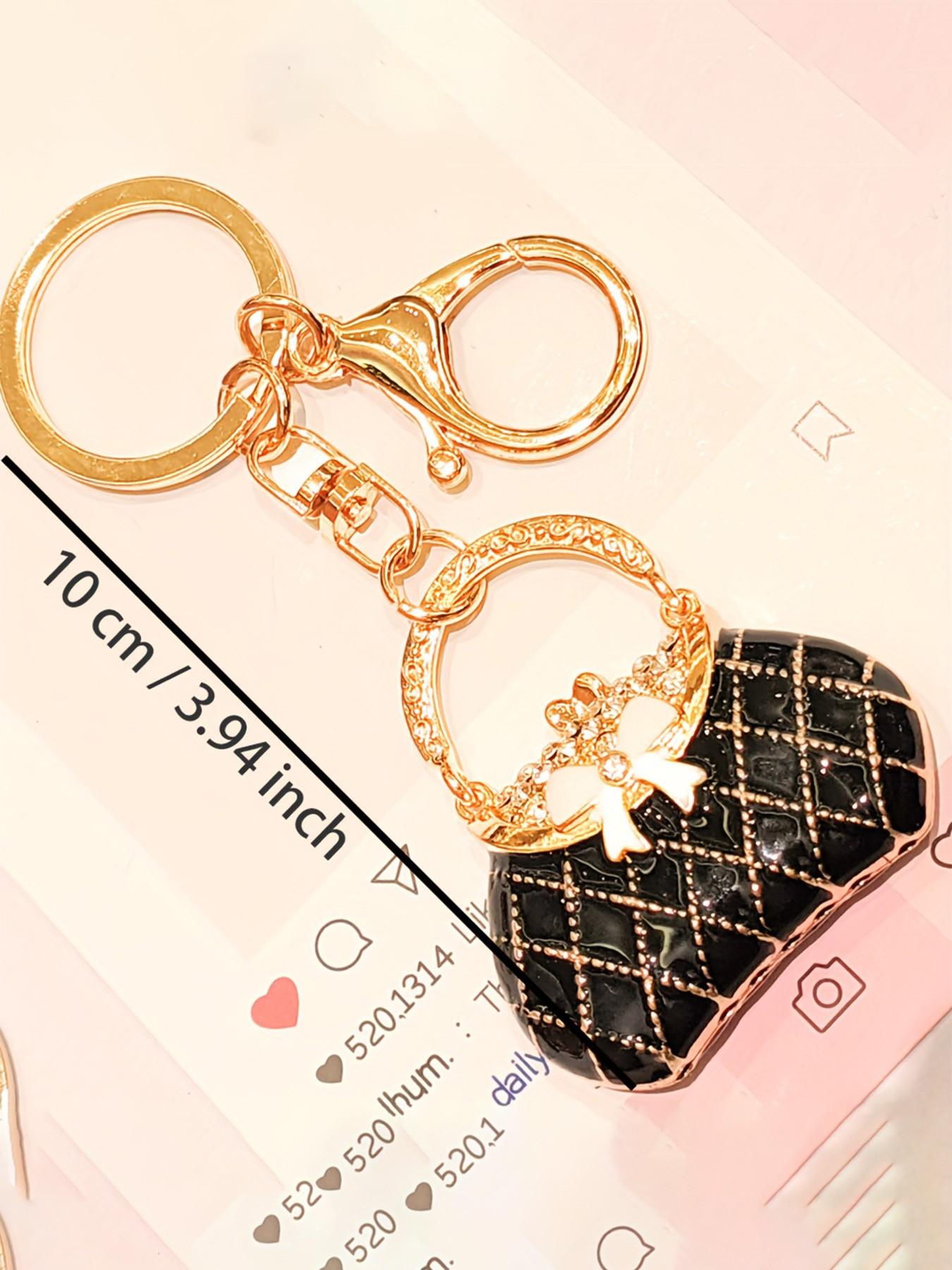Elegant Artificial Rhinestone Bow Bag Charm Keychain, Casual Plain Style, All Seasons Accessory, Perfect Gift for Women