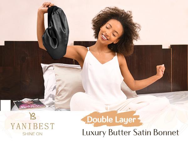 YANIBEST Satin Bathroom Accessory Bonnet for Sleeping Women Double Layer Hair Satin Bonnets with Elastic Band Sleep Cap Curly Natural Hair Shower Caps Green Pink,TikTokShopBlackFriday YANIBEST Satin Bathroom Accessory Bonnet for Sleeping Women Double Layer Hair Satin Bonnets with Elastic Band Sleep Cap Curly Natural Hair Shower Caps Green Pink,TikTokShopBlackFriday