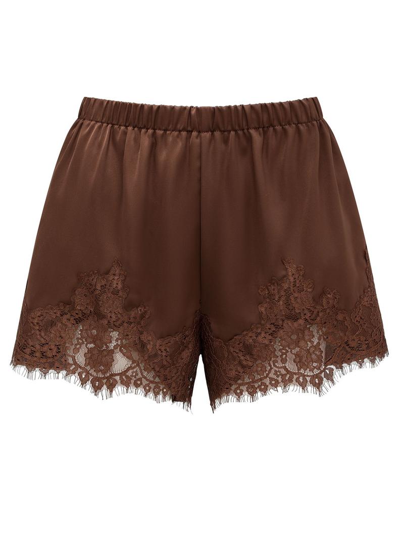 Women's Satin Silk Lace Shorts, Mid-Waist Mini Skirt, Luxurious Party Dress, French Style, Fashion Versatile Pants