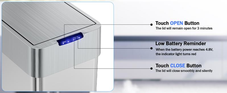 18.5/21.1 Gal Automatic Trash Can, 70L/80L Stainless Steel Motion Sensor Garbage Bin, Touchless Brushed Wastebasket, W/Soft-Close Lid, for Living, Dinning Room, Kitchen Household Items
