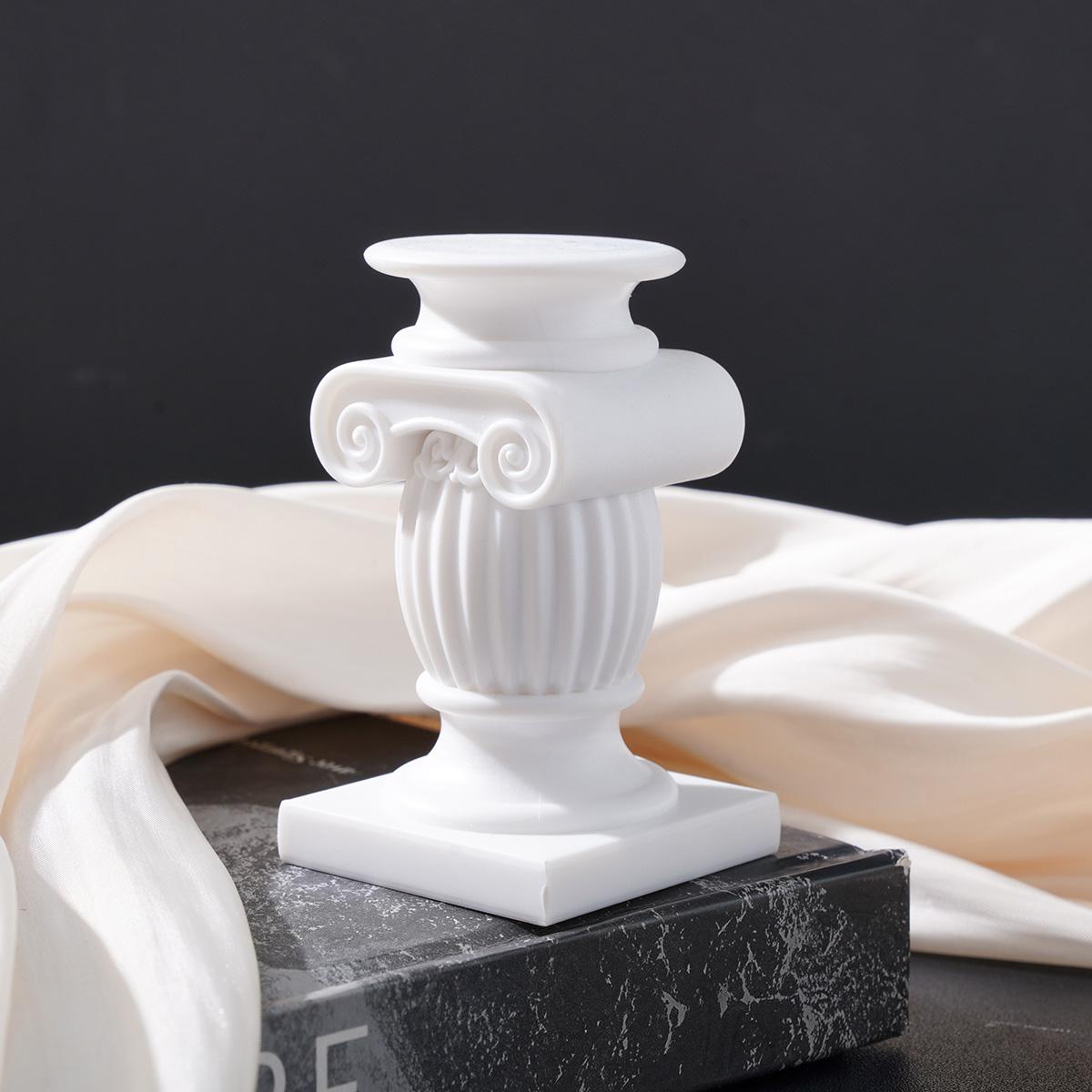Drum-Shaped Roman Column Sculpture, Church Decor, European Candle Holder, Festival Decoration, Home Desk Ornament, Wedding Decor