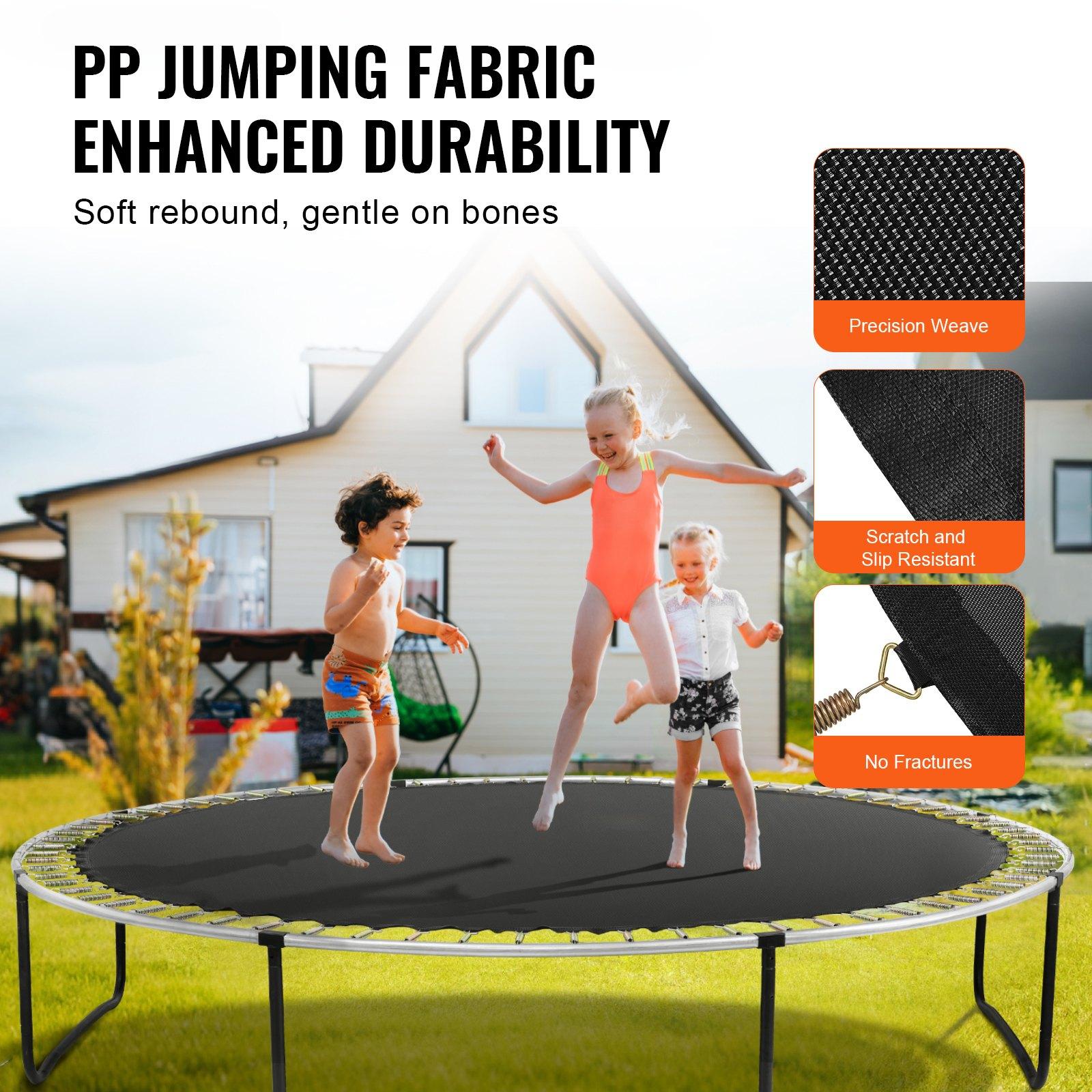 【Father's Day gift】VEVOR Replacement Trampoline Mat, Jumping Mat Fits 14ft Frame, Universal Jumping Mat for 14ft Round Trampoline, Reinforce UV-Resistant Mat with Spring Tool & Durable V-Rings, Fit 6.5"-7" Spring Lengt