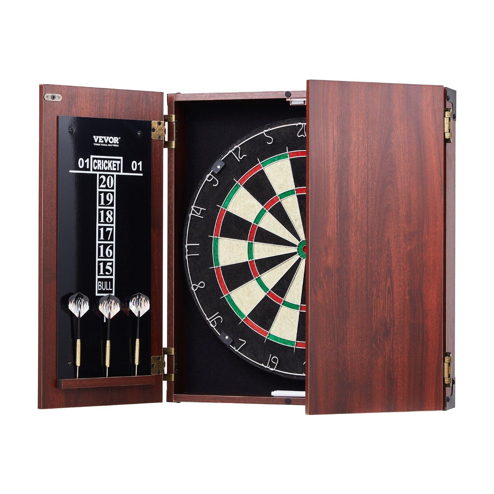 VEVOR Dartboard and Cabinet Set, Ready-to-Play Bundle Official Size Dartboard Cabinet, Steel Tip Dart Hideaway Cabinet, Features Easy Assembly, Complete with All Accessories, Perfect for Cricket Games