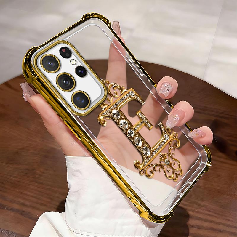 Suitable for [Galaxy S23 Ultra] high-end phone case🥰，Features a premium-look printed design—not actual 3D diamond studs，Choose from any of the 26 letters. YM99