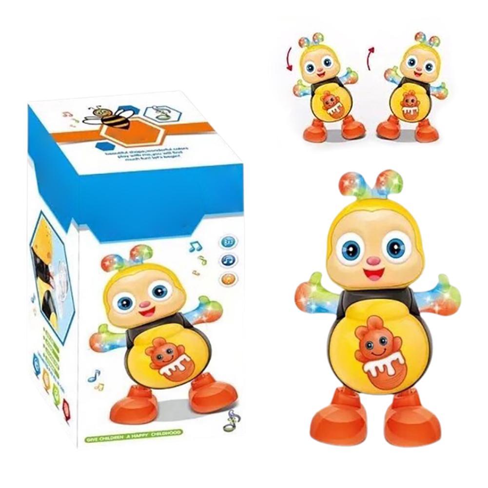 11cm Singing And Dancing Cartoon Bee Electric Light Cute Bee Children's Early Education Toys Make Sounds Family Interactive Toys