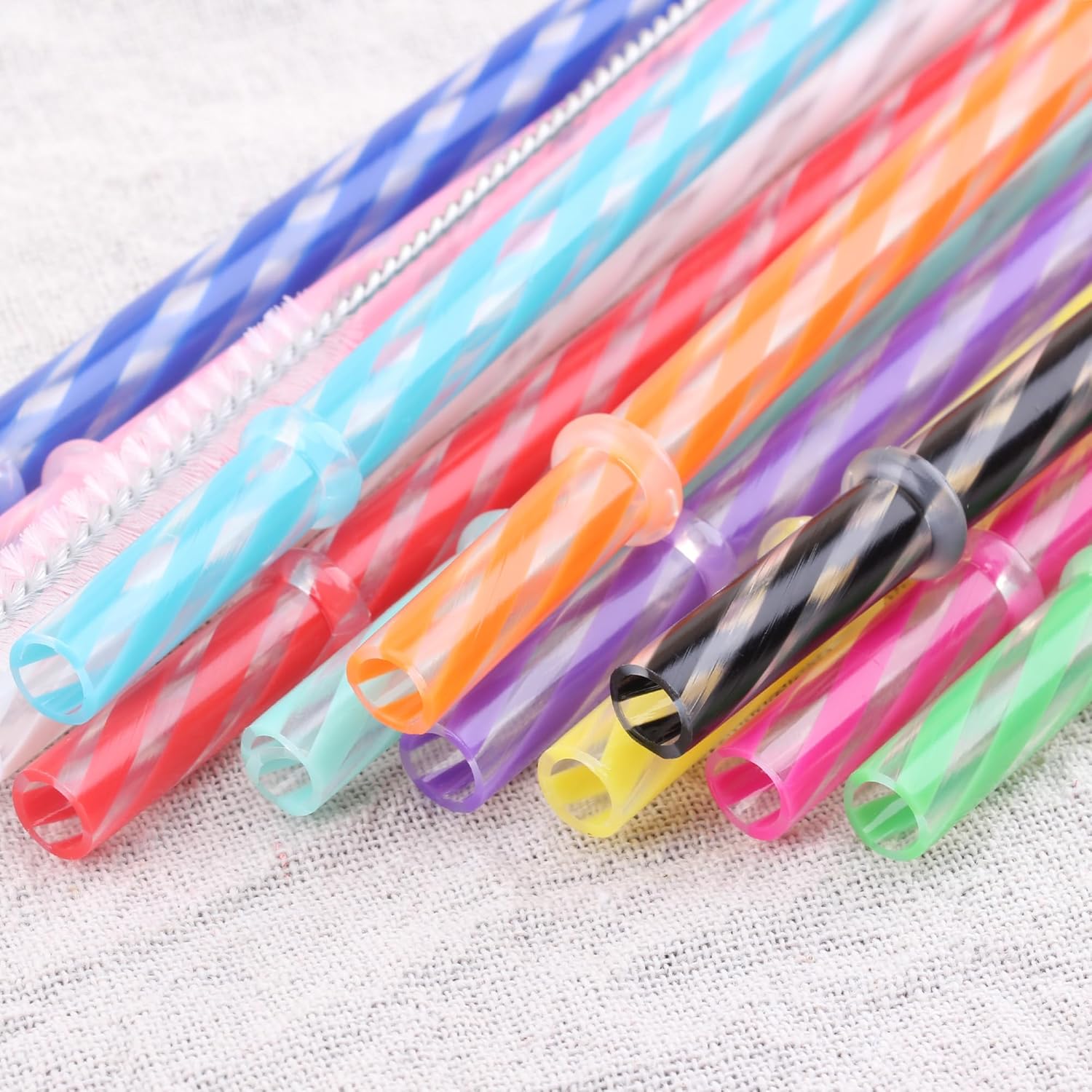 12 count 11 Inch  Plastic Thick  Straws for 16 OZ 20 OZ 30 OZ ,,,  Tumblers with Brush (11inch, Mix 12color)