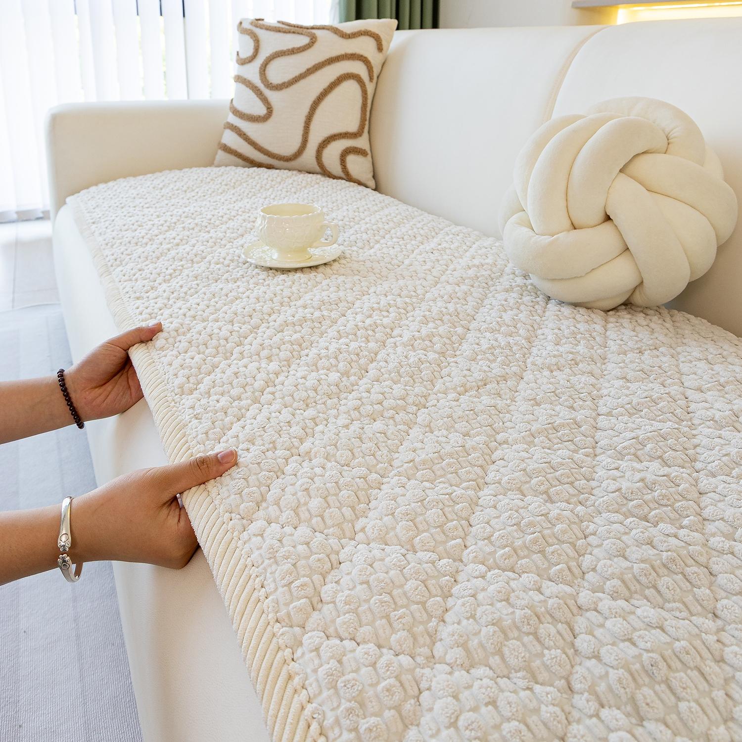 1pc Single Solid Color Bubble Velvet Sofa Pad, Soft Skin-Friendly Material, Pet-Friendly Anti-Slip Design, Machine & Hand Washable, Fits Single to Five-Seater Sofas