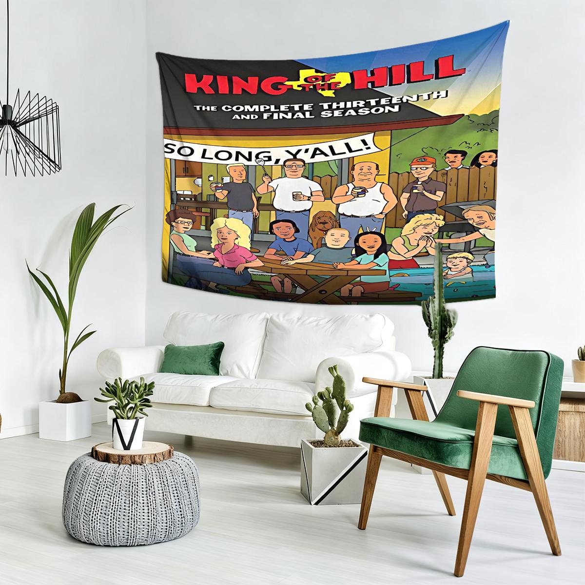 King of the Hill design  Tapestry, Exquisite Patterns, Soft Fabrics, Perfect for Sofa or Bed Decoration, Comfortable Home Decoration, Bohemian Home Decoration