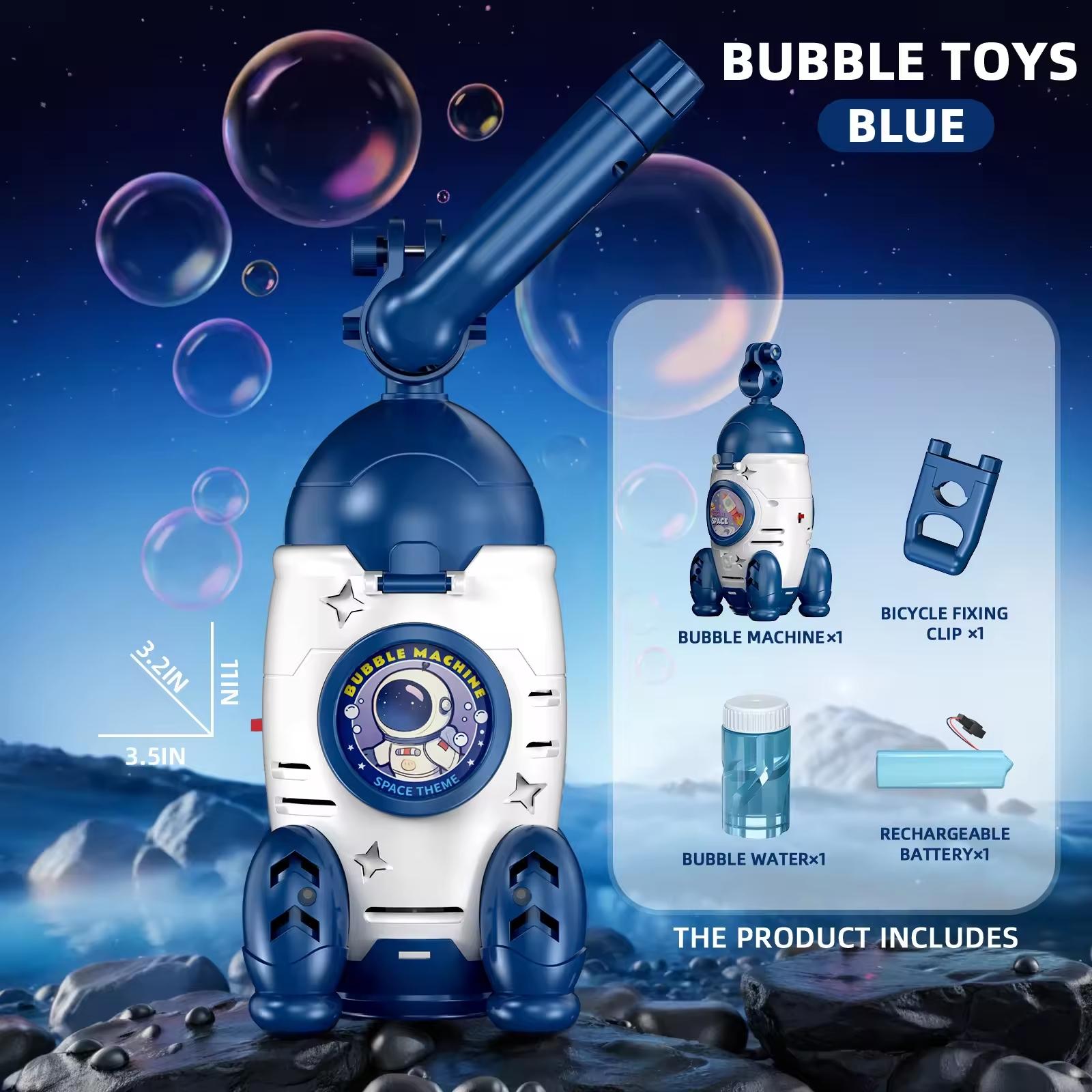Rocket Car Bubble Machine Bicycle Electric Fully Automatic Rechargeable Kids Outdoor Toy Boy Girl, LED Light, Includes 50ML Bubble Liquid
