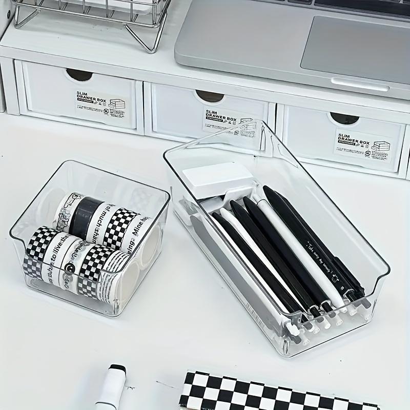 2-piece plastic storage box set - stackable drawer and desktop organizer separated, no assembly required, free combination modular system, suitable for cosmetics, office, kitchen, bathroom, wardrobe - transparent drawer organizer box