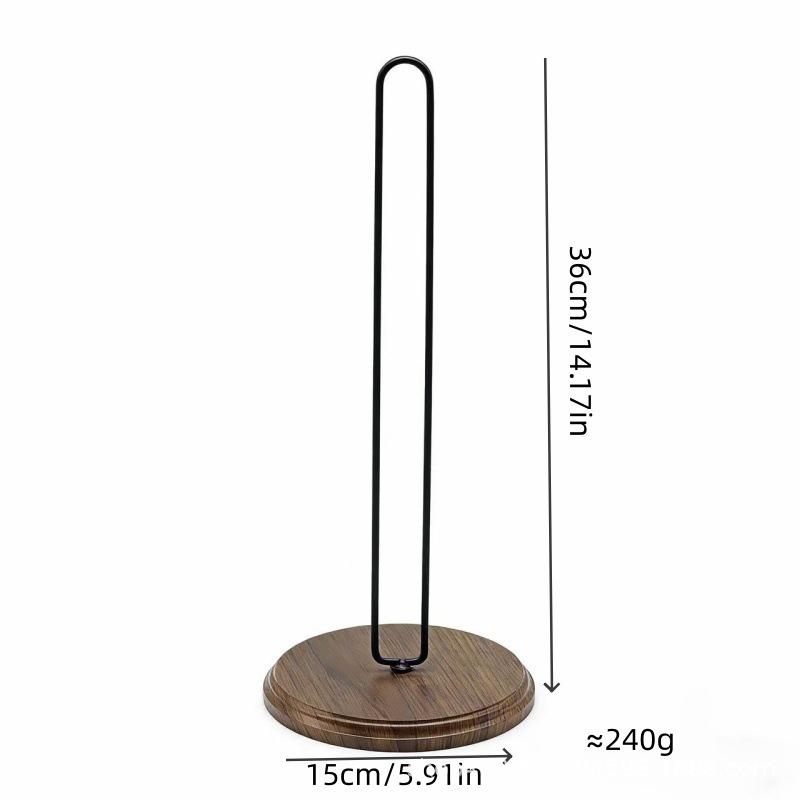 Kitchen Paper Towel Holder - Vertical Countertop Storage Rack, Space-Saving Design, Sturdy Iron Frame and Natural Bamboo Shelf, Suitable for Paper Towels, Hand Towels, Oil Absorbing Towels - Modern Kitchen Countertop Organizer