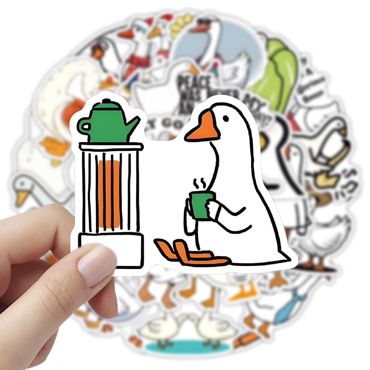 1Pc 54PCS Cute Goose Stickers Funny Cartoon Meme Funny Animal Quotes Waterproof Vinyl Decals Aesthetic Graffiti Sticker Pack with Quotes for Laptop Water Bottle Phone Case Skateboard Helmet Scrapbook DIY Decor Gift Spring Summer Party Supplies