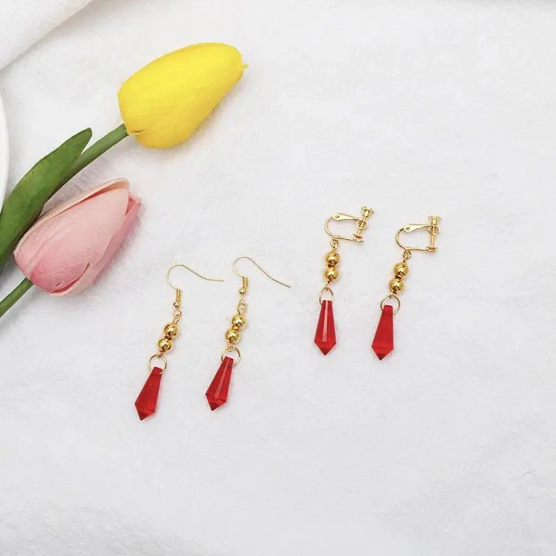 Game Genshin Impact Tartaglia Earrings Anime Jewelry Cosplay Genshin Childe Earring Fashion Accessories Crystal Drop Earrings