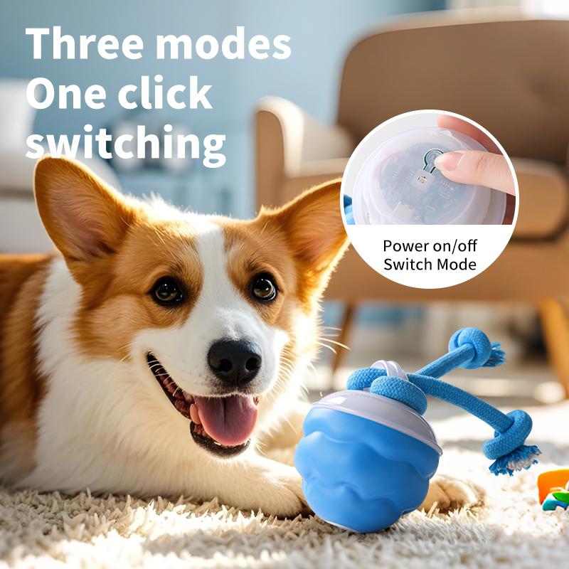 Interactive Dog Toys, Newly Upgraded Interactive Training Ball, Interactive Dog Ball for Medium/large Dogs, Automatic Moving Dogs Toy, USB Rechargeable Blue