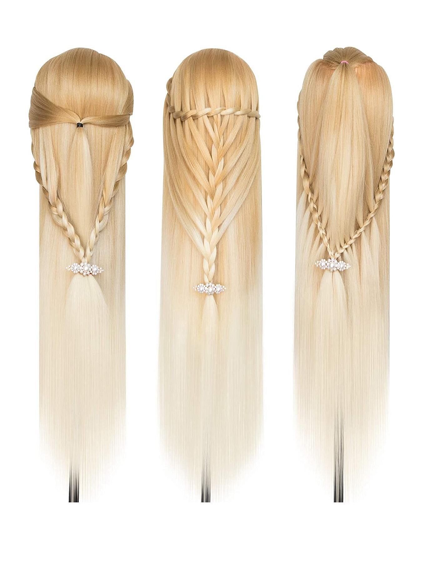 28 Inch Mannequin Head with Hair, Professional Hairdresser Dummy Head for Hairstyling & Makeup, Durable Plastic Material