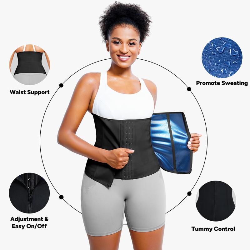 Nebility Women's Minimalist Casual Basic Gym Sauna Sweat Enhancing Daily Shapewear Women Comfort Belt Closure Fajas Bodysuit Lady Womenswear Corset Waist Shaping Shapewear Workout Compression Firm Tummy Control Corset Waist Shaping