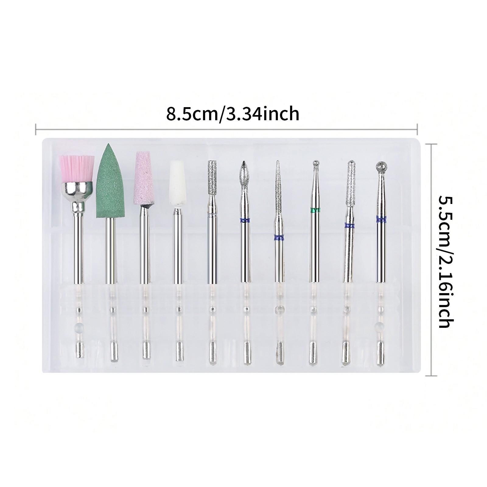 10pcs Tungsten Carbide Nail Drill Bits Set, Professional Nail File Bits for Nail Drill Machine, Cuticle Remover & Nail Polishing Tool