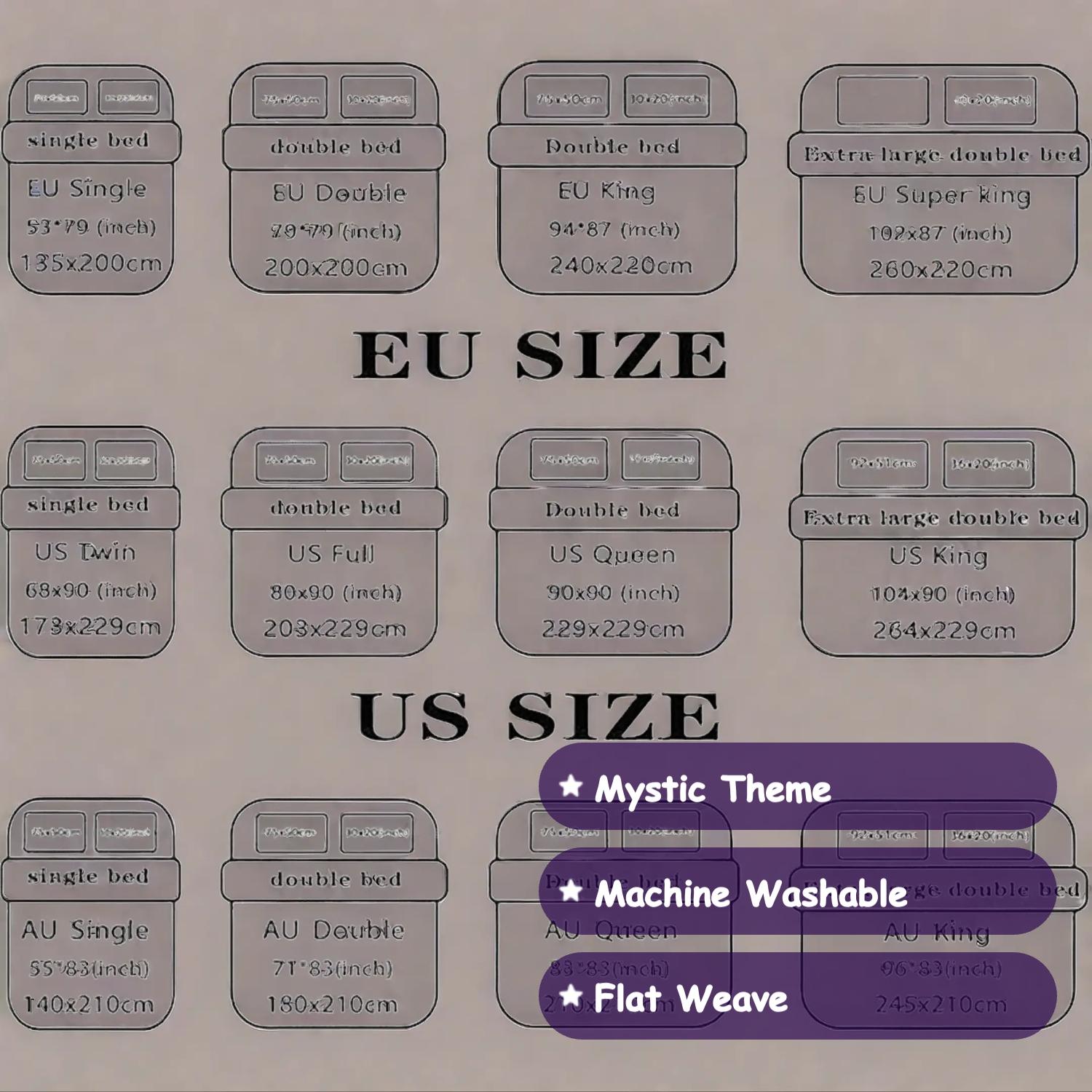 3pcs Sun & Moon Goddess Mythology Decorative Bedding Set, Duvet Cover + 2 Pillowcases, Polyester, Perfect for Mystical Bedroom & Hotel Decor