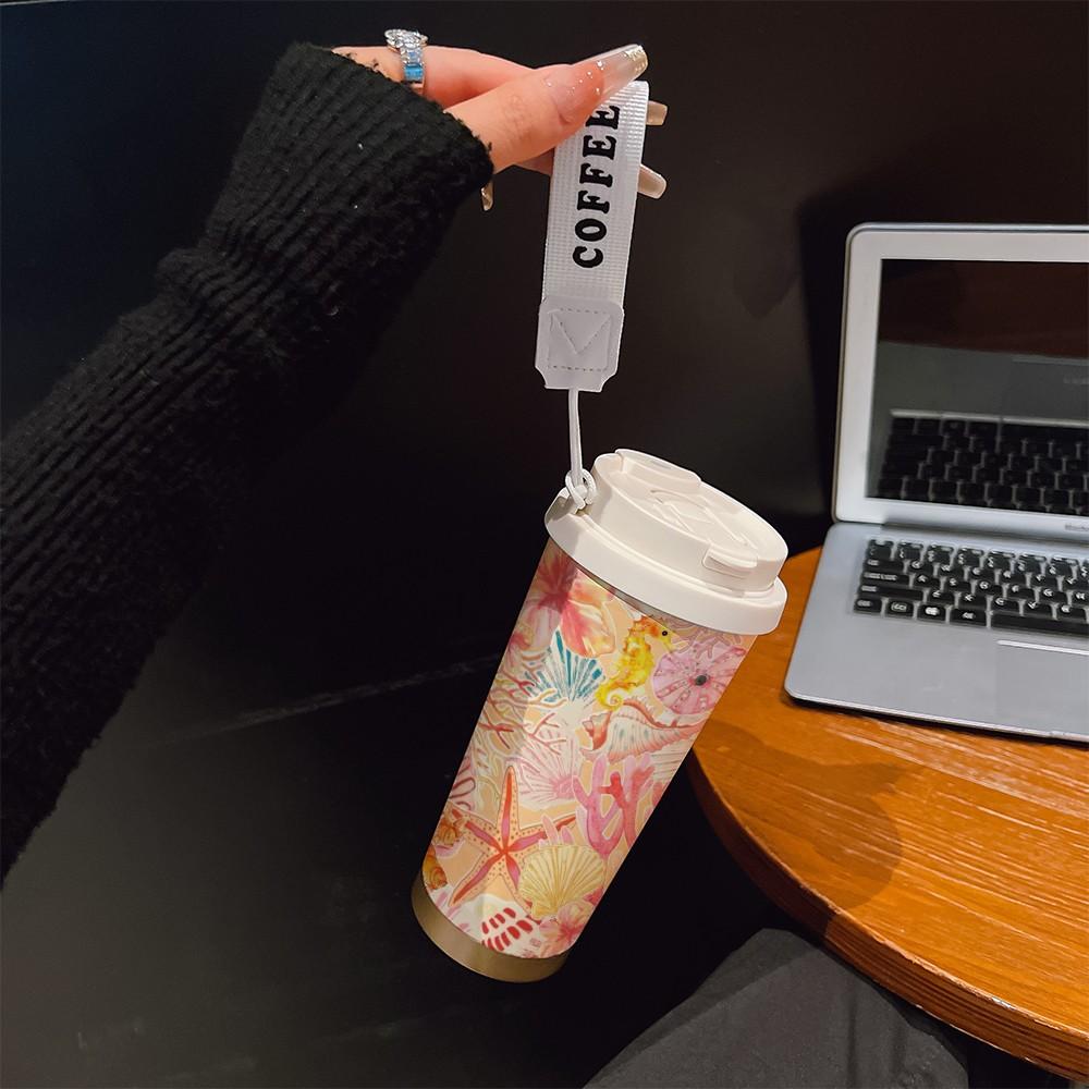 Abstract Ocean Starfish Coffee Cup, Portable Dual Drink Insulated Tumbler, Heat/cool Keeper, Stylish, Office, Travel, Sports Essential