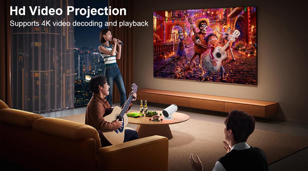 Mini Projector 4K 1080P Support Portable Smart Projector with Wifi and Bluetooth,Auto Focus&Keystone Projector 4K, Screen Movie Home Projector with Auto Keystone Adjustment for Laptops Audio Space projectors