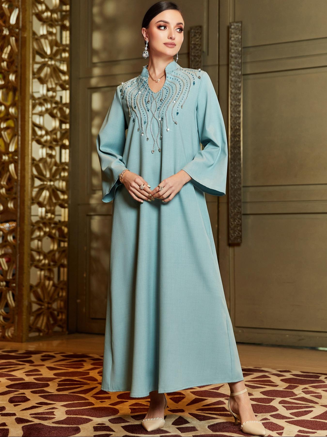 boho long formal dresses Chic A-line V neck Embroidery Long Prom Dress Beautiful Boho Formal Gowns  MLH0466 main image 0