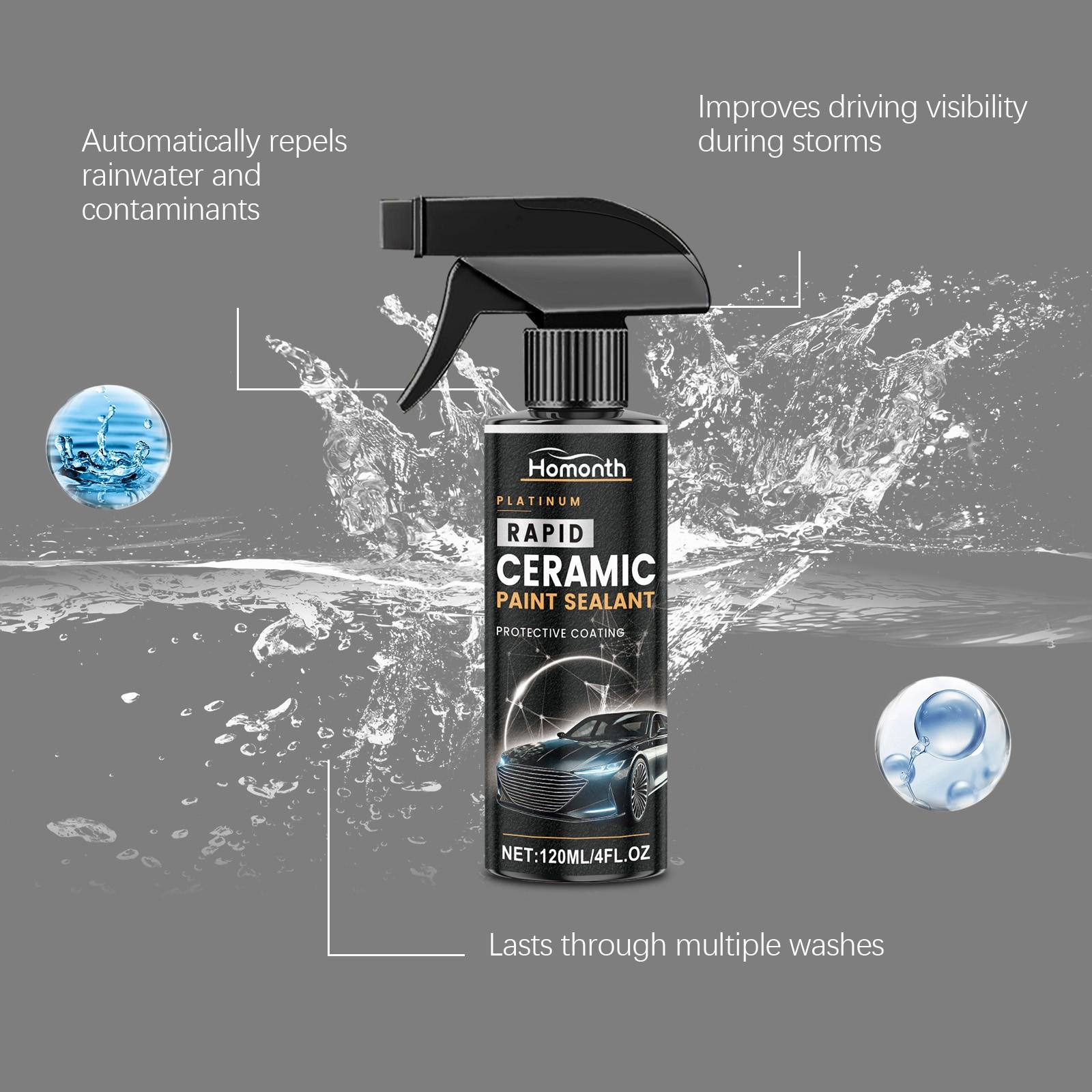 Car High-Gloss Coating Spray, Rain-Repellent Hydrophobic Glass Cleaner, Long-Lasting Dirt Protection, Enhanced Driving Visibility