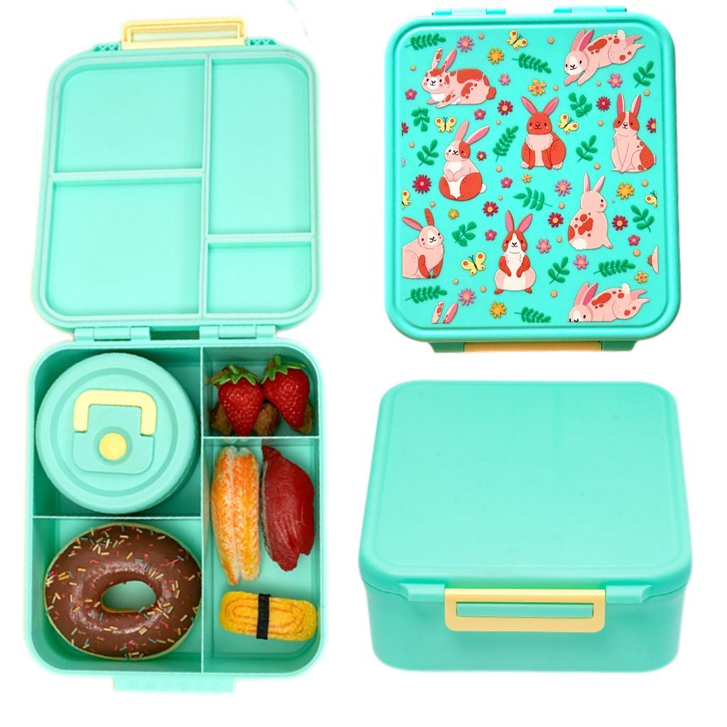 Cute Cartoon Bento Lunch Box with Soup Thermo, Kids Leakproof 4 Compartments, Insulated Food Jar for School Travel, Leak-Proof Bento Box with Spoon