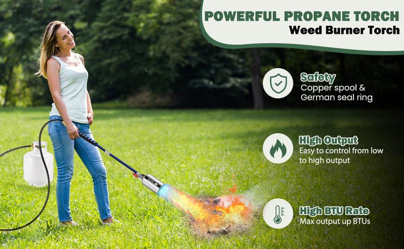 ARTFLAMM Springtok Propane Torch Weed Burner Kit with Storage Bag, Weed Torch with 10 FT Hose, Self Igniter Weed Flame Torch for Fire Pit, Roofing