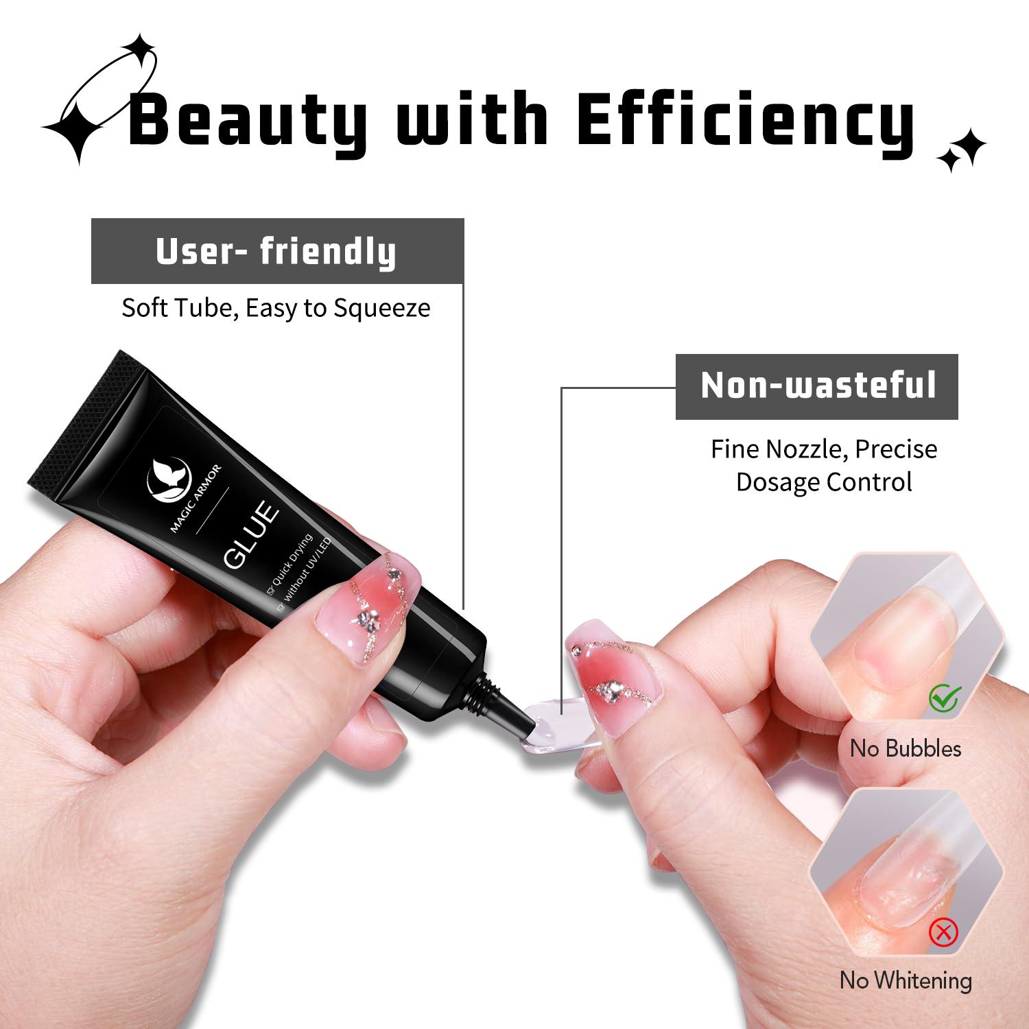 3 Pack Solid Nail Glue Gel for Press On Nail Tips, Extra Strong Nail Glue, Quick Drying Semi-solid Nail Glue, No UV Lamp Required, Long Lasting False Acrylic Nail Glue Gel (10g x 3)