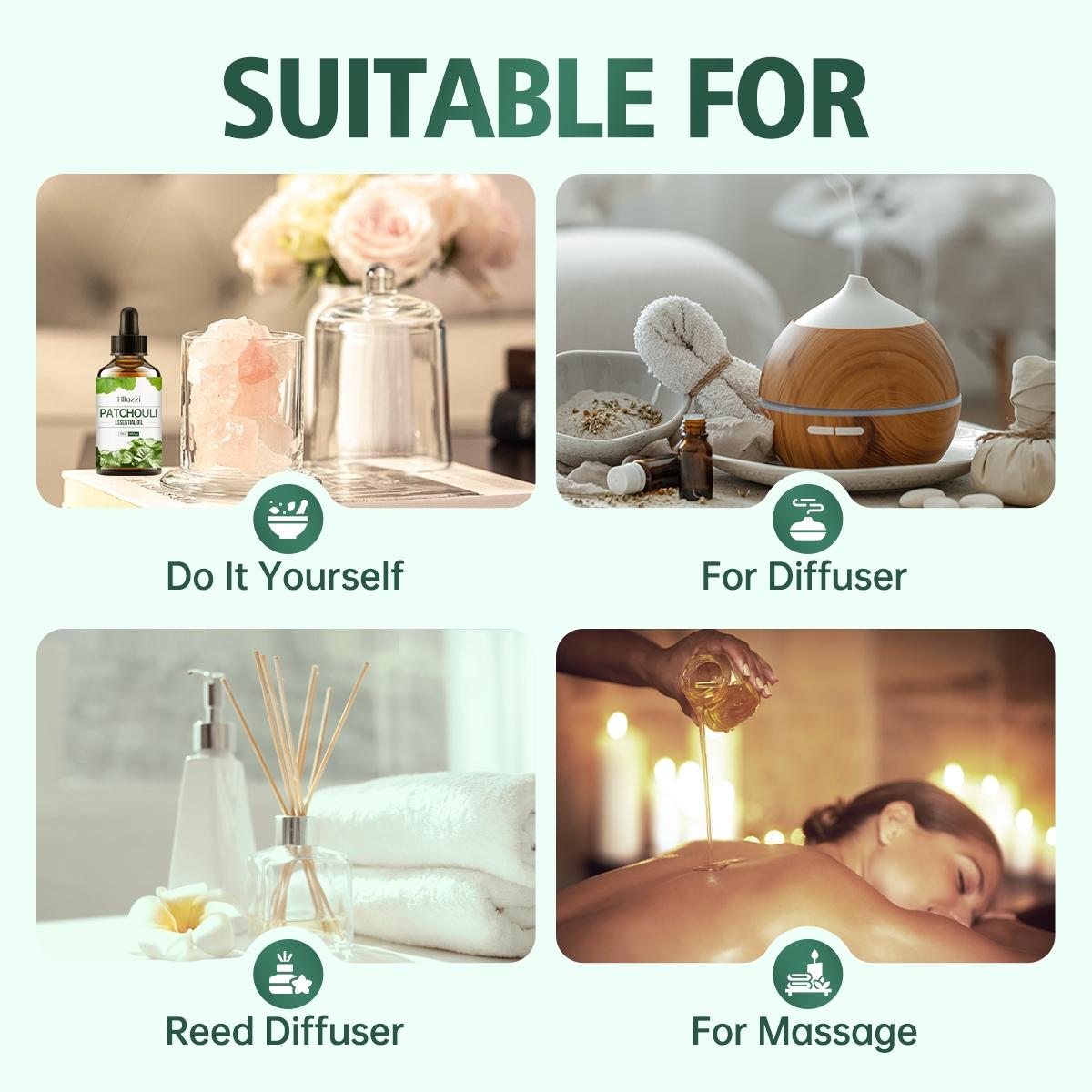 1pc 30ML Patchouli Essential Oil Aromatherapy Therapeutic Wellness for Diffusers, Humidifiers, Home, Living Room, Bedroom, Bathroom, Air Freshener, Stress Relief