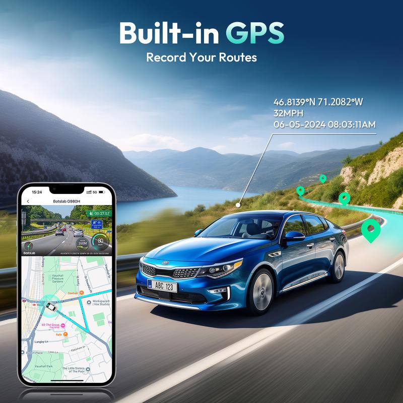 Botslab 4K Front & Rear Dashcam,1 Count Dash Camera for Car,170° Ultra Wide Dashcam with ADAS, Night Vision,Free 64GB SD Card, 5G/2.4G WiFi,Automotive,Vehicle