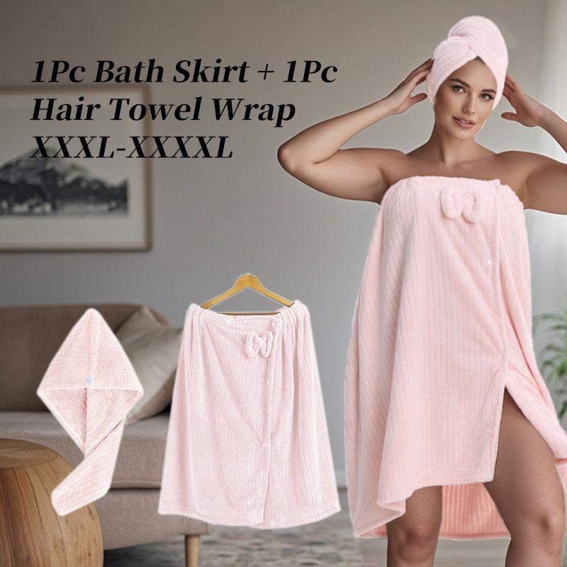 Women's Plus Size Xxl-Xxxxl Bathrobe Set, Lightweight Spa Robe, Adjustable Dry Hair Towel, Comfortable Body Wrap, Winter Essential