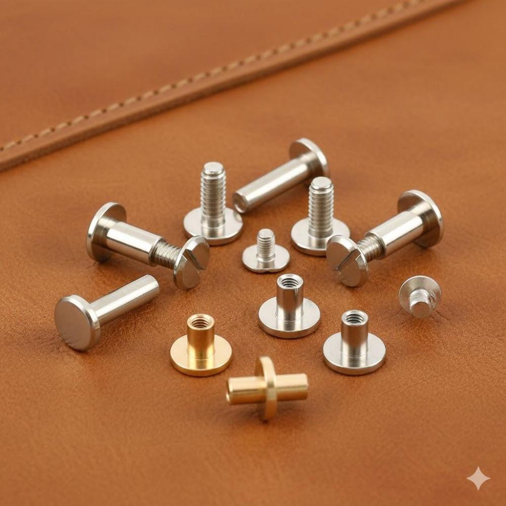 10/20 pcs Solid Brass Binding Screw Rivet Set for Leather Crafting, DIY Wallet Album Repair, Heavy Duty Metal Fasteners, Desk Calendar Menu Fixing, Industrial Hardware Kit with Wear-Resistant Nails