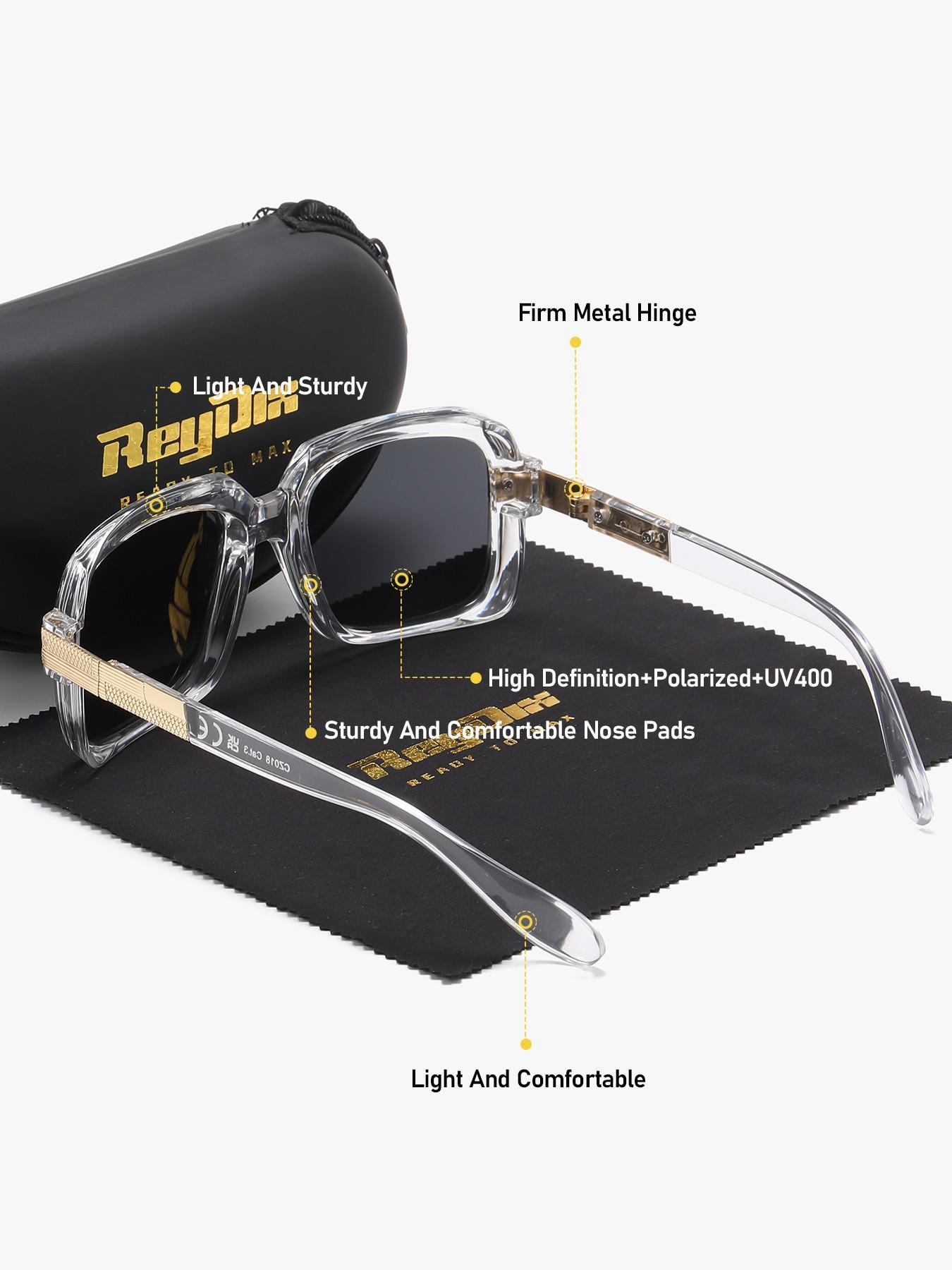 ReyDix 1 Piece Unisex Intellectual Full Frame Sunglasses Vintage Fashion Square Frame Polarized Sunglasses UV400