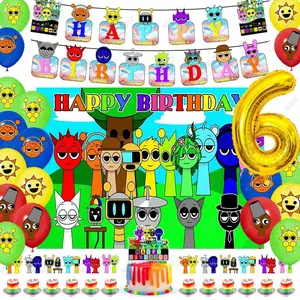Hot Game-Incredibox Sprunki Kids Birthday Party Balloon Banner Background Cake Topper Decoration Baby Boy Party Supplies Gifts