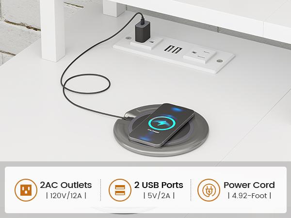 SEDETA 47.2 Inch L Shaped Desk with 4 Drawers and Storage Shelves L Shaped Gaming Desk with LED Lights Power Outlets