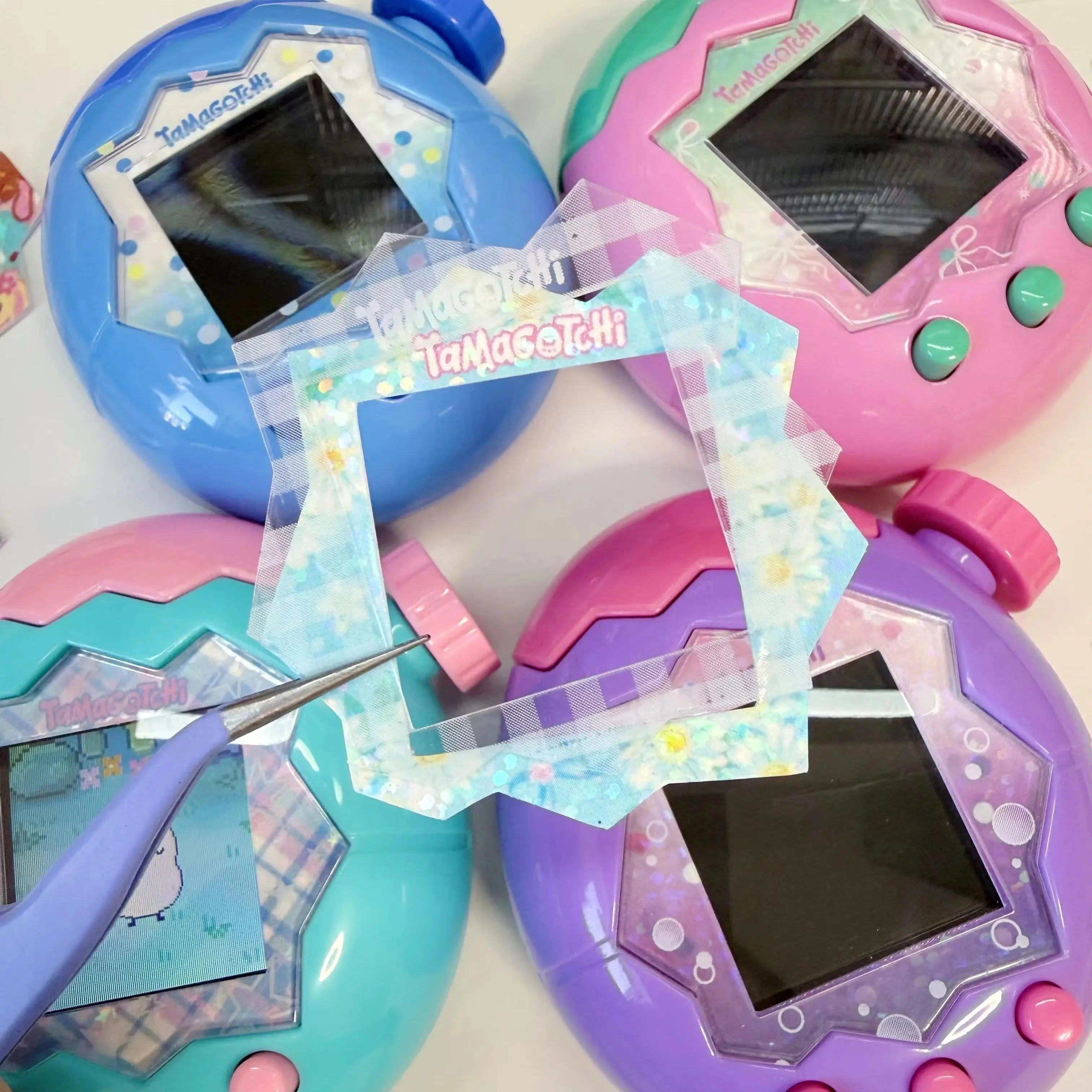 Hot Cartoon Transparent Tamagotchi Paradise Faceplate Paper Tamagotchi Decorative Transparent Panel Paper Accessories Toys Gift