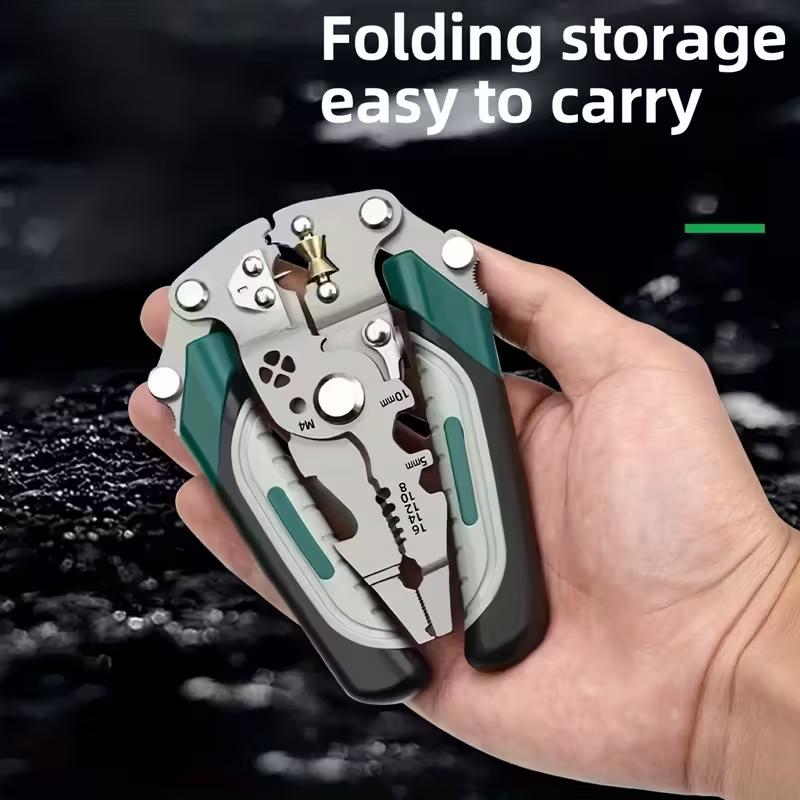 New 16-In-1 Foldable Wire Stripper, Upgraded Multifunctional Professional Cable Cutter, Wirecutters, Ideal for Cutting & Pulling Wires