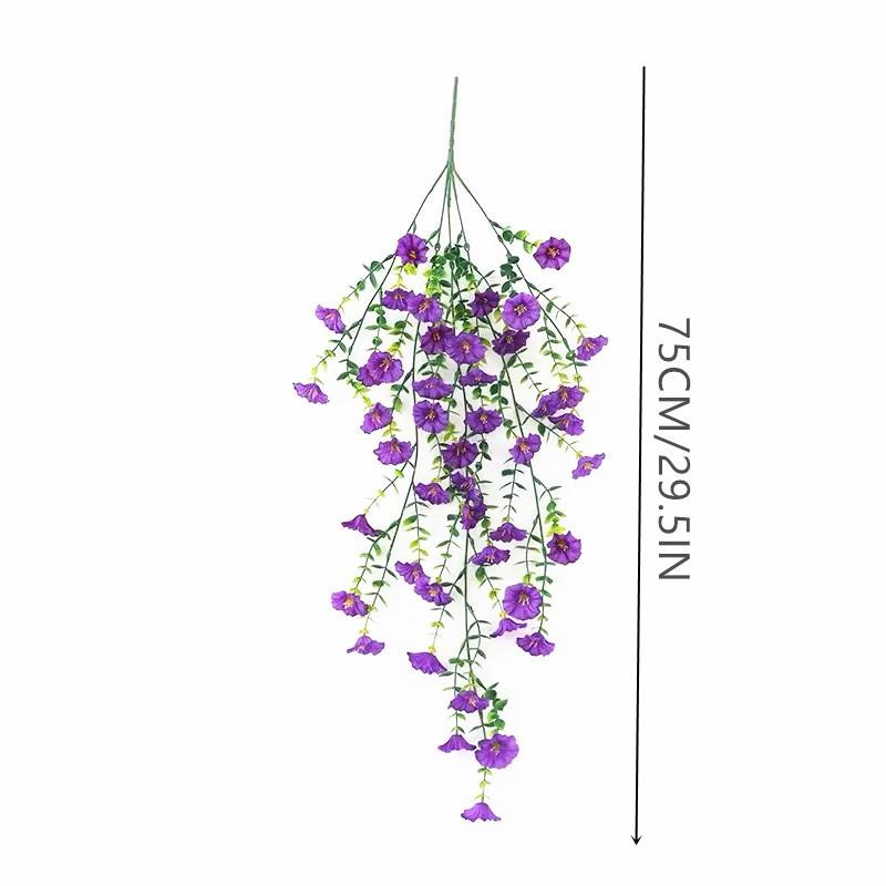 4pcs Artificial Colorful Flowers, UV-Resistant Morning Glory, Eucalyptus Vine, Festival Decor, Graduation Decor, Indoor Outdoor Decor