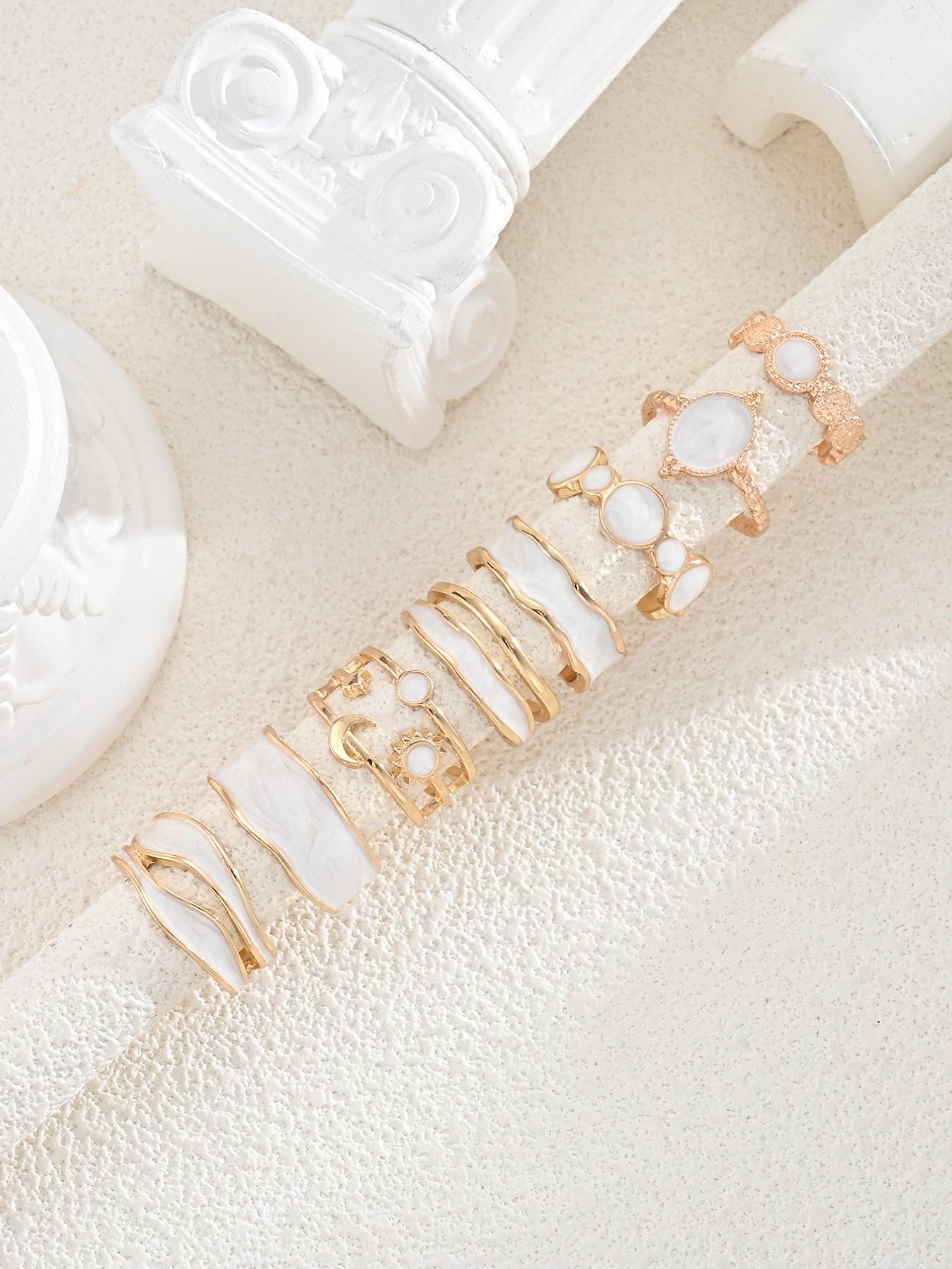 8-Piece Women's Ring Set, Elegant Floral Design, Nature Inspired Rings, Vintage Style, Stackable Rings, Jewelry Gift for Parties, Dates, Birthdays