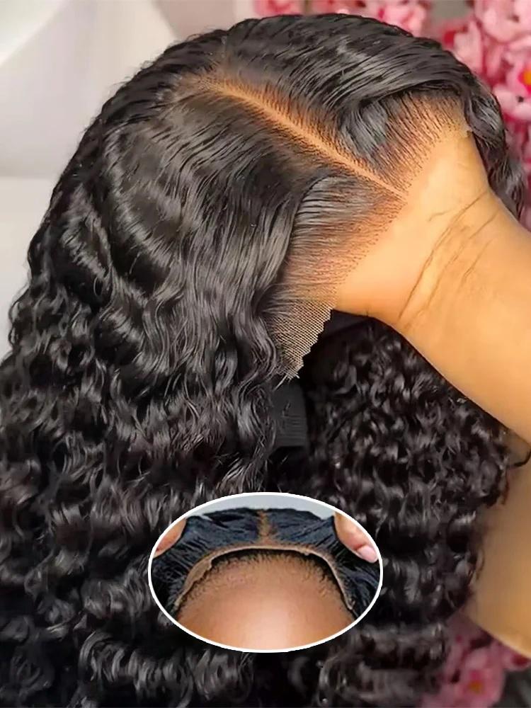 [Glueless Wig]Bling Hair Fashion 6x4 Pre-Cut Deep Glueless Wigs Human Hair Pre Plucked Lace Closure Wigs for Black Women 180 Density Deep Wave Curly Wig