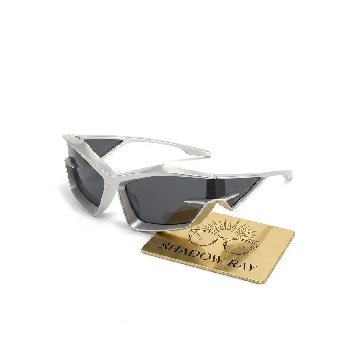 Y2K Futuristic Wrap-Around Sunglasses for Men and Women, Cyberpunk Tech-Wear Geometric Sharp Angular Frame UV400 Fashion Party Eyewear over glass es black lens so jose yewear sung less eunoia uv 400 inteligente cheap cool aura pc women- classic sun glass