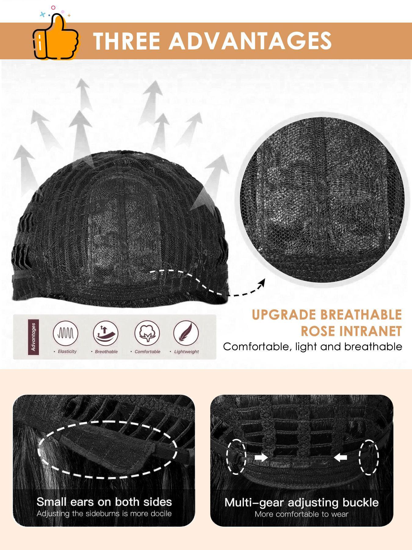 10 Inch Short Wig for Women, Gorgeous Fluffy Wigs with Bangs, Synthetic Fiber Pixie Cut Wig for Daily Party, Festival, Dance, Halloween Costume Parties