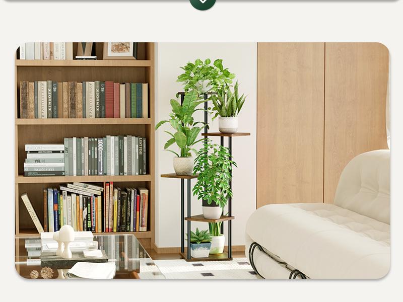 Bamworld Corner Plant Stand Indoor 5 Tier Metal Plant Shelf for Multiple Plants, Tall Flower Stand for Patio Garden Balcony Living Room Bedroom (Brown)