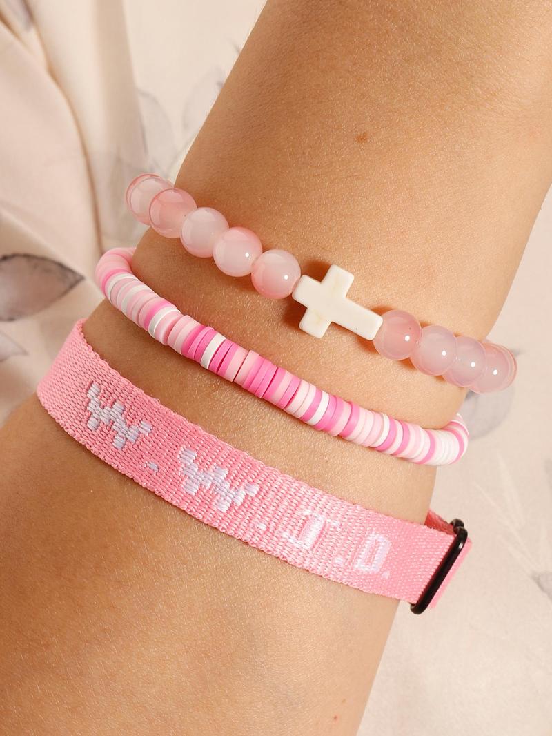 WWJD Bohemian Adjustable Bracelets Set, Christian Cross Charm Bangle for Women & Men, Fashion Jewelry for Party, Daily Clothing Decor, Trendy All-match & Exquisite Jewelry for Birthday Gift